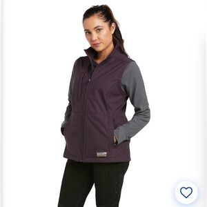 Ariat Rebar Stretch Canvas Softshell Vest. Fleece Lined. Size Small. Plum. NWT